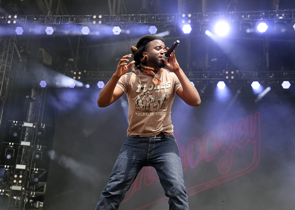 Shaboozey performs during the 2024 Roots Picnic.