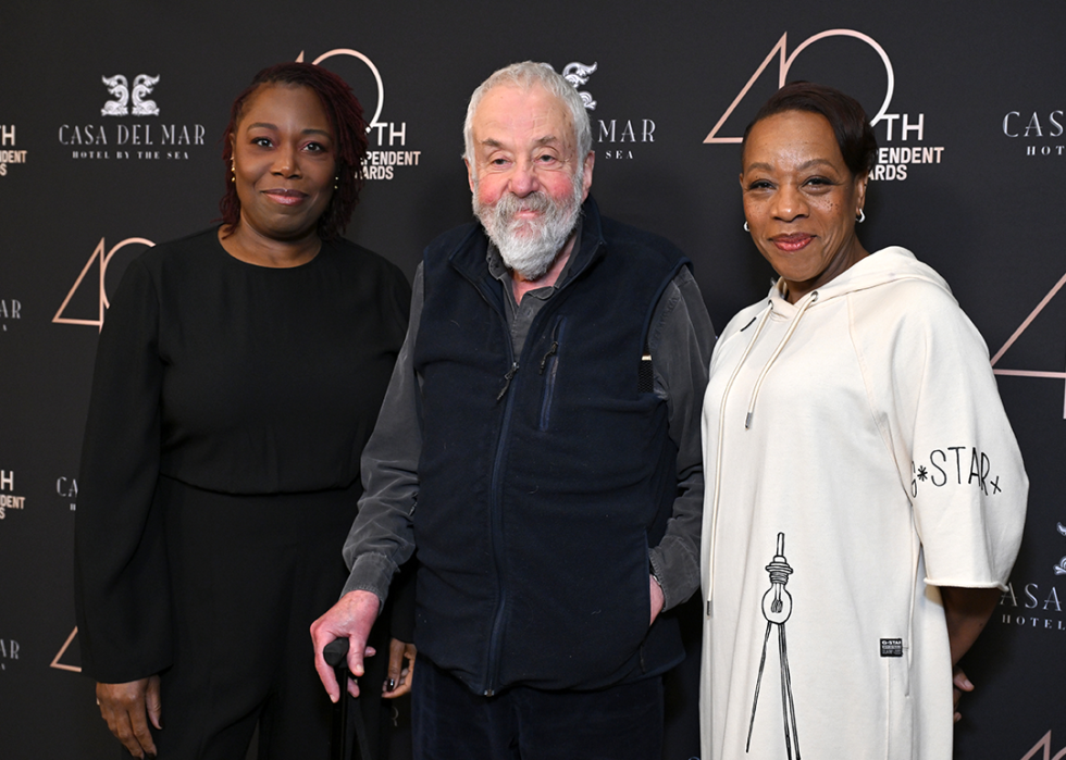 Michele Austin, Mike Leigh and Marianne Jean-Baptiste attend the 2025 Film Independent Spirit Awards Nominees Brunch.