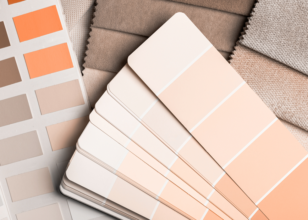 Peach color palette and paint swatches.