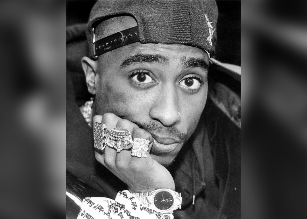 Tupac Shakur poses for a portrait.