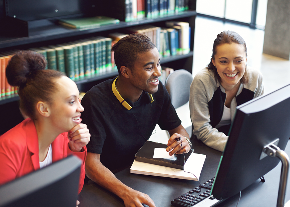 Group of students using computers.