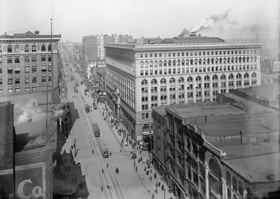Elevated view of main street in Buffalo