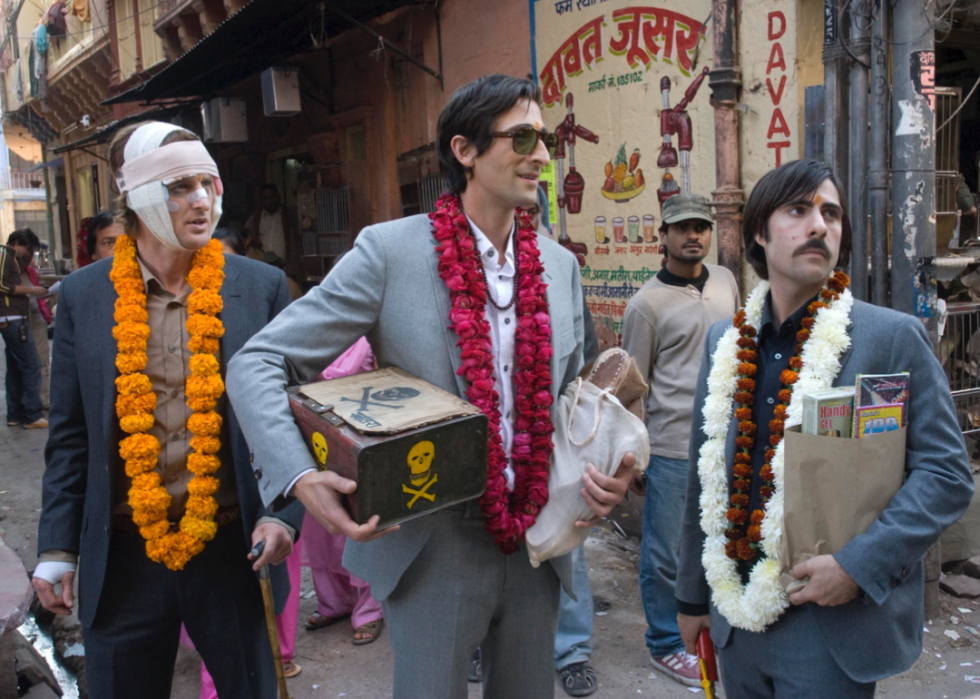 Adrien Brody, Jason Schwartzman, and Owen Wilson in a scene from ‘The Darjeeling Limited’.