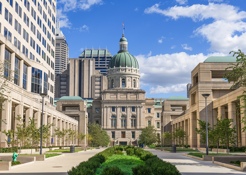 Indiana State Capitol building in Indianapolis.