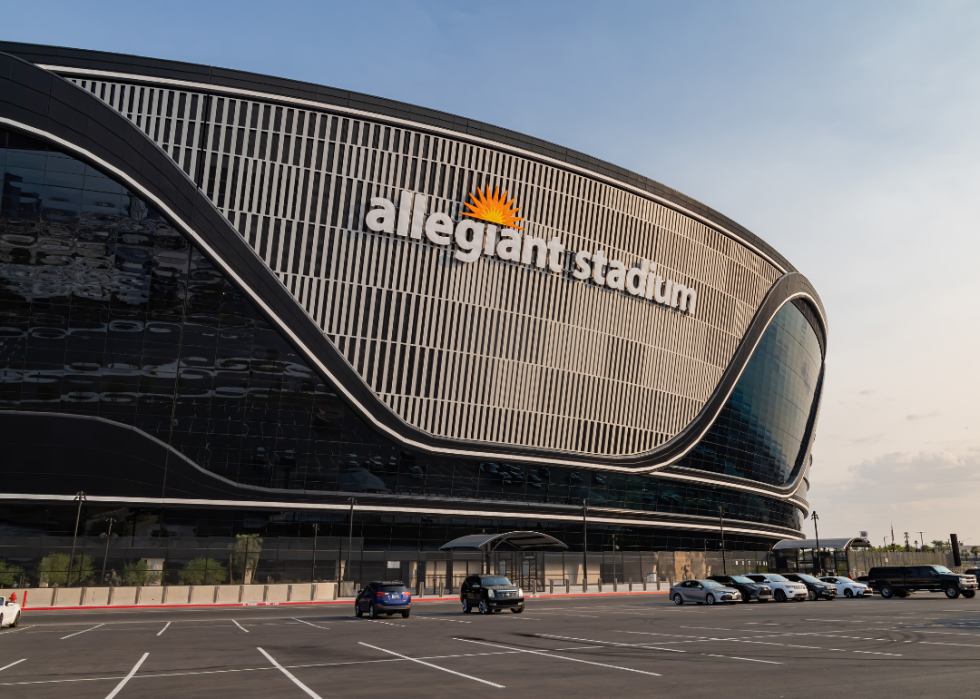 Allegiant stadium exterior and parking lot