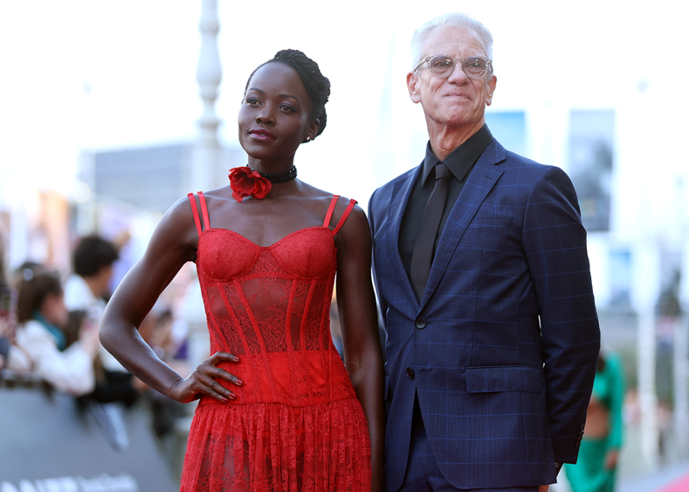 Lupita Nyong’o and Chris Sanders attend the 'The Wild Robot / Robot Salvaje' premiere.