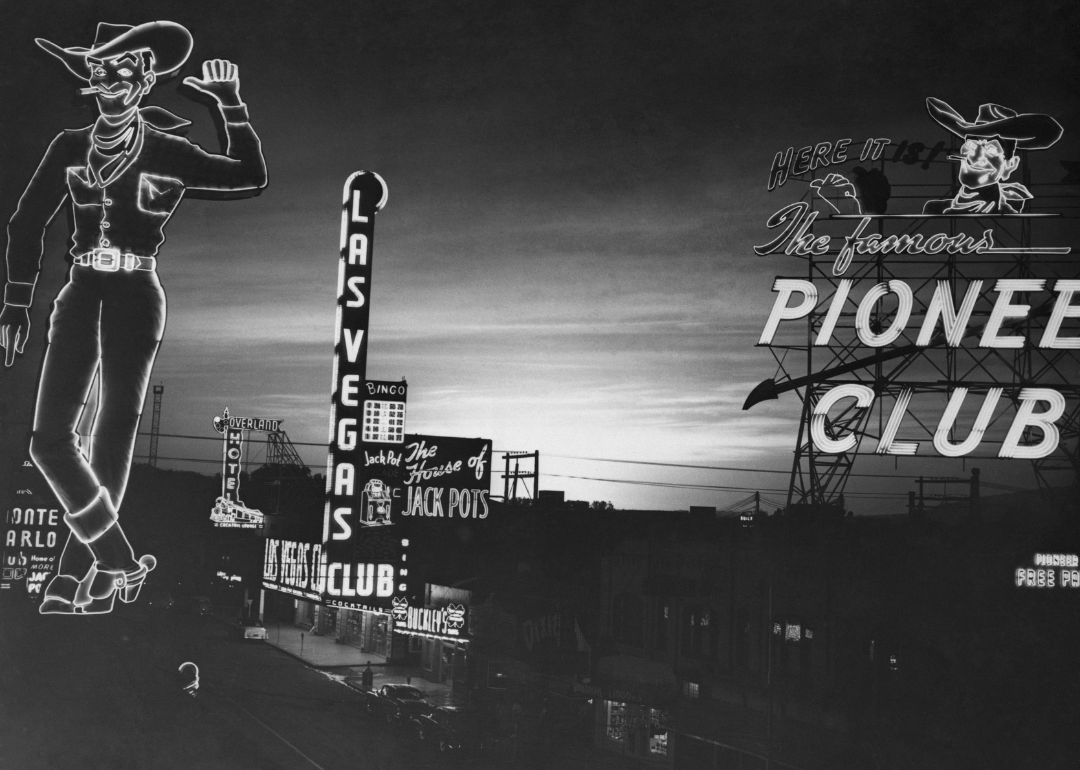 Atomic Testing casts a glow over the night sky of downtown Las Vegas.