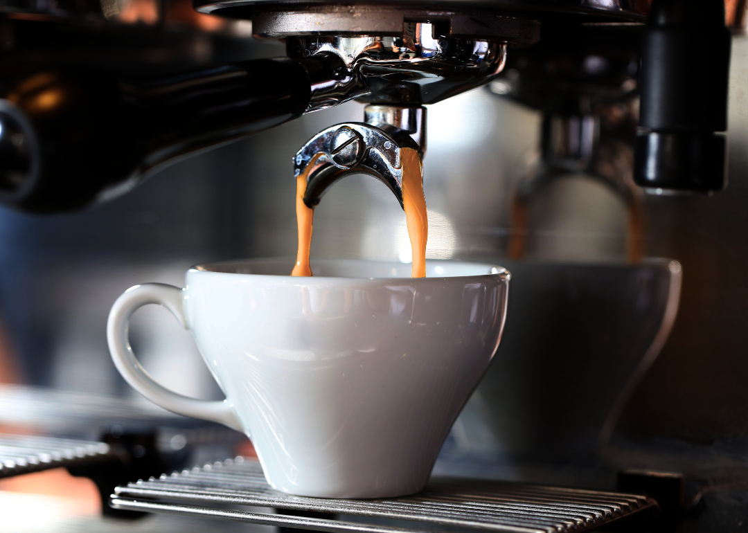 Professional espresso machine close-up.