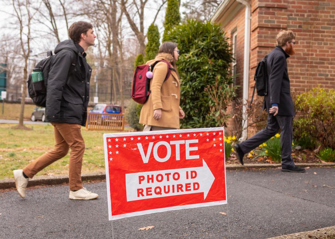 “Vote ID Required” sign at polling station