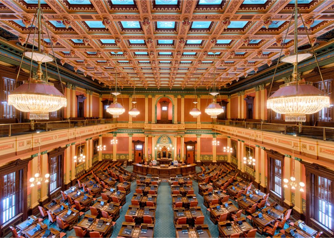 House of Representatives chamber of the Michigan State Capitol building.
