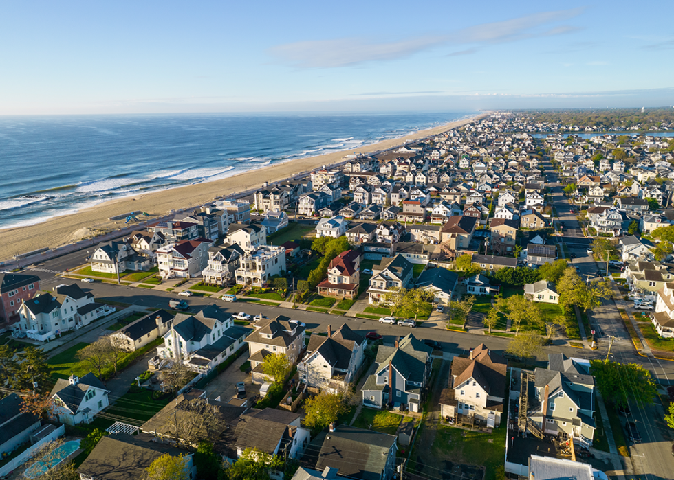 Jersey Shore coastline aerial view.