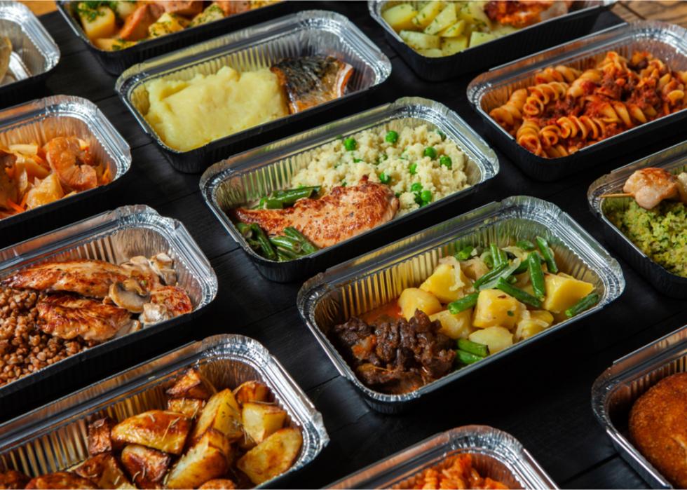 Variety of prepared lunch containers