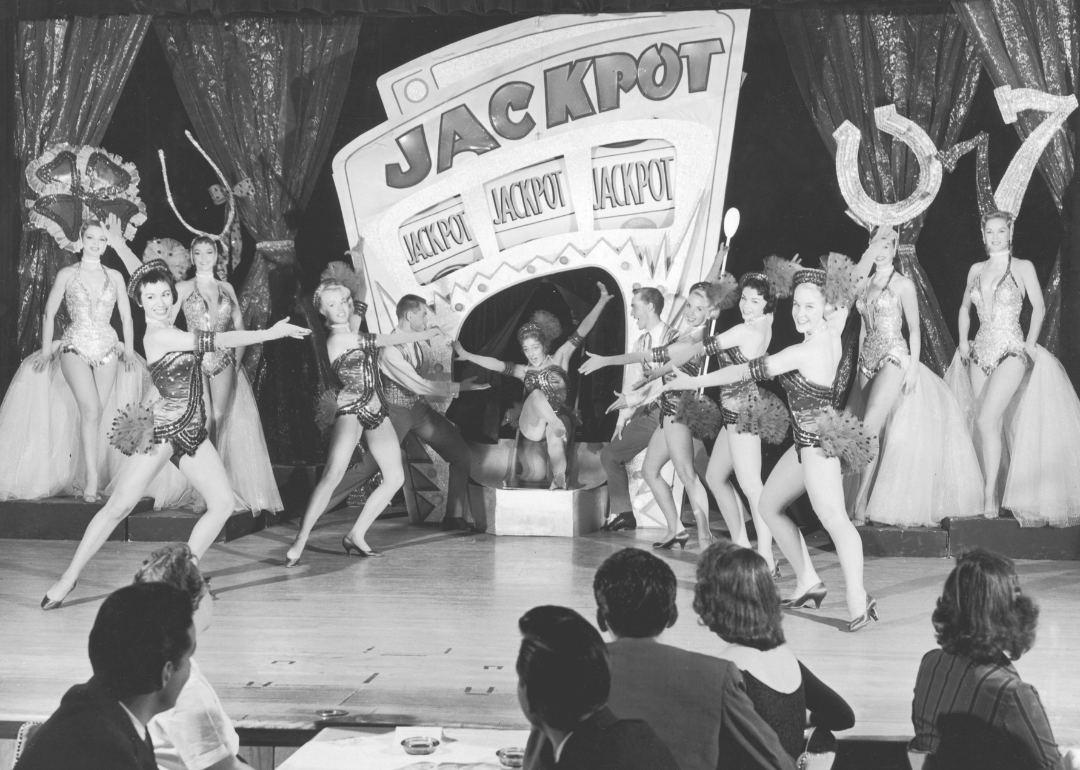 Showgirls perform a ‘Jackpot’ themed production at a casino