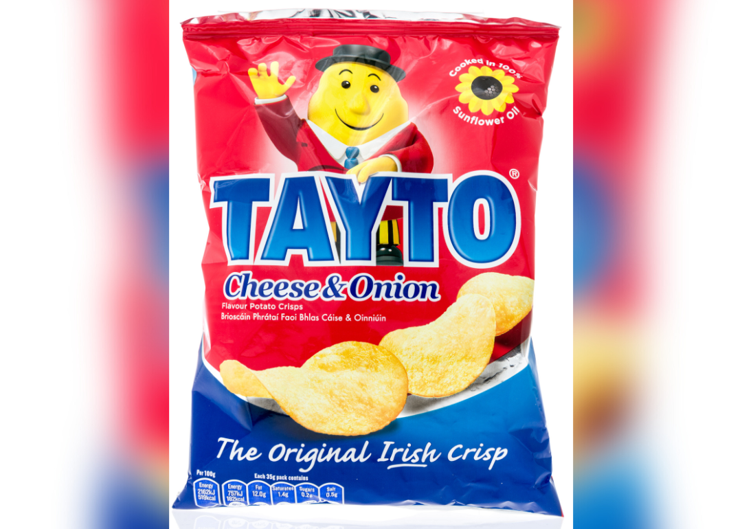 Package of Tato Crisps against white background.