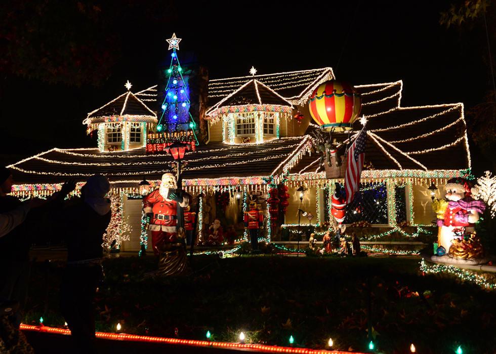 Christmas light decorations along Thoroughbred Lane.