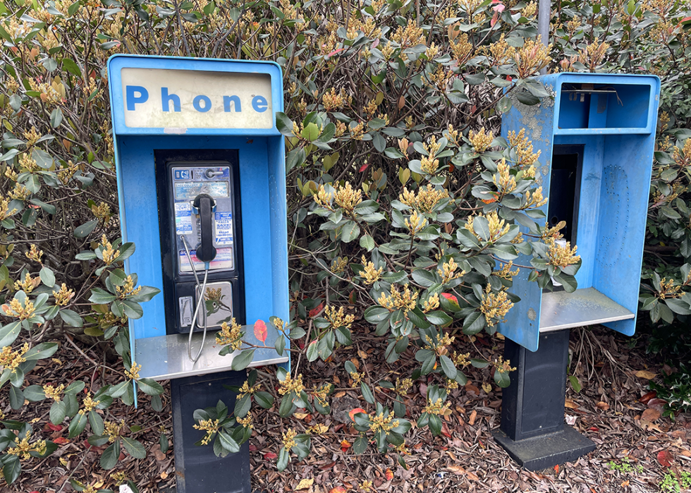 Two vintage pay phones in Augusta.