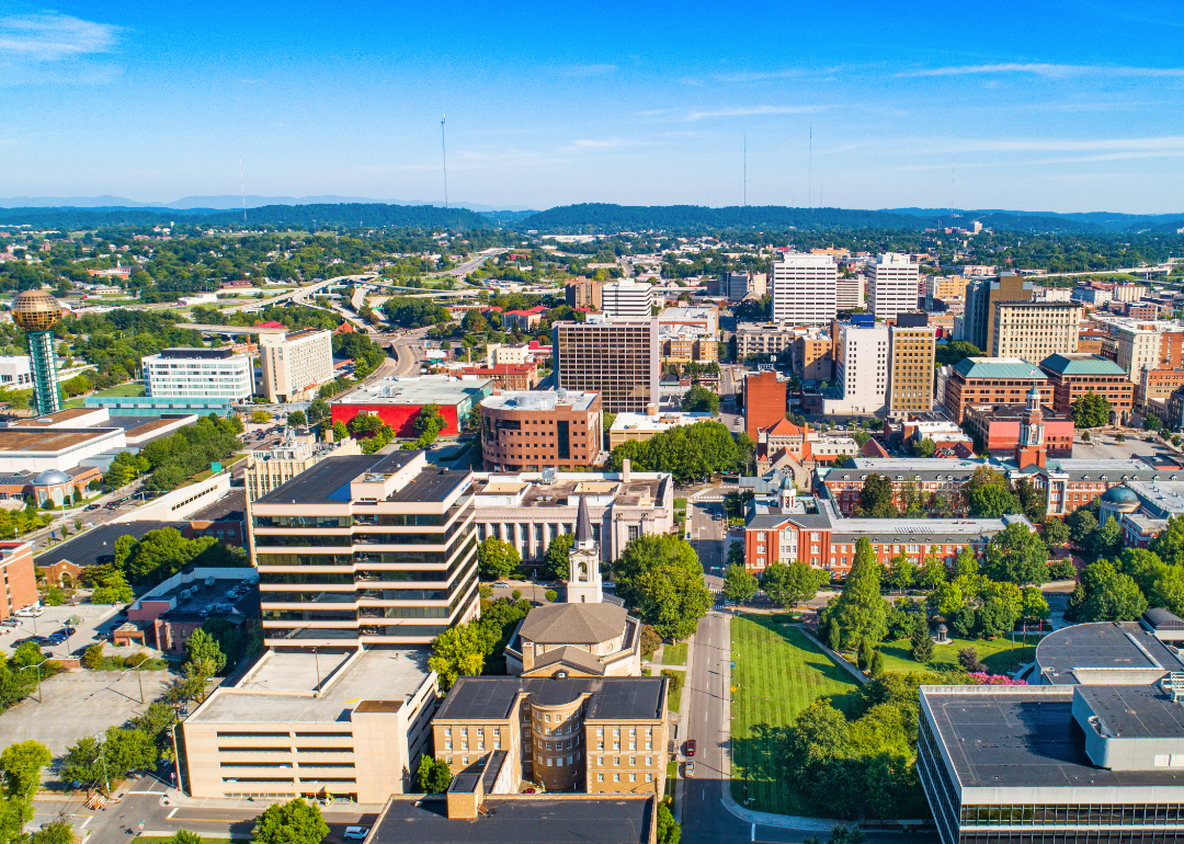 Aerial view Knoxville and surrounding area.