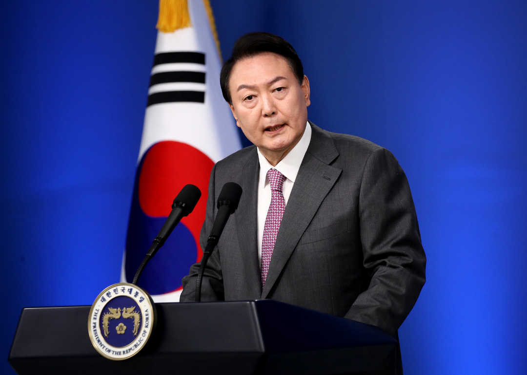 President Yoon Suk Yeol delivers a speech.