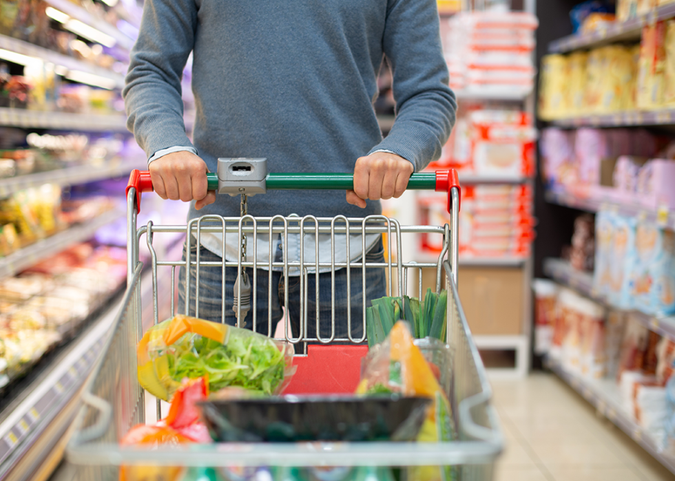 A person shopping in a supermarket.