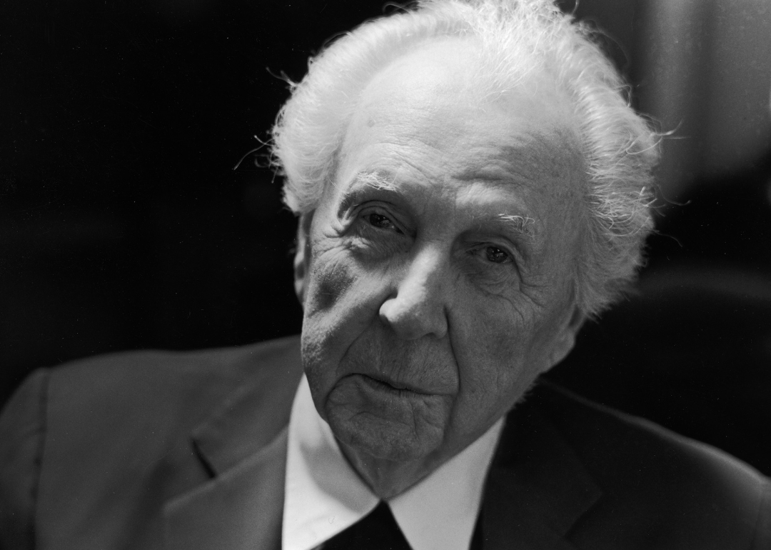 Close up portrait of Frank Lloyd Wright.