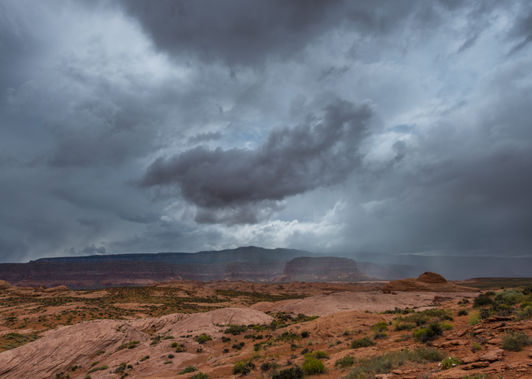 Rain storm over landscape.