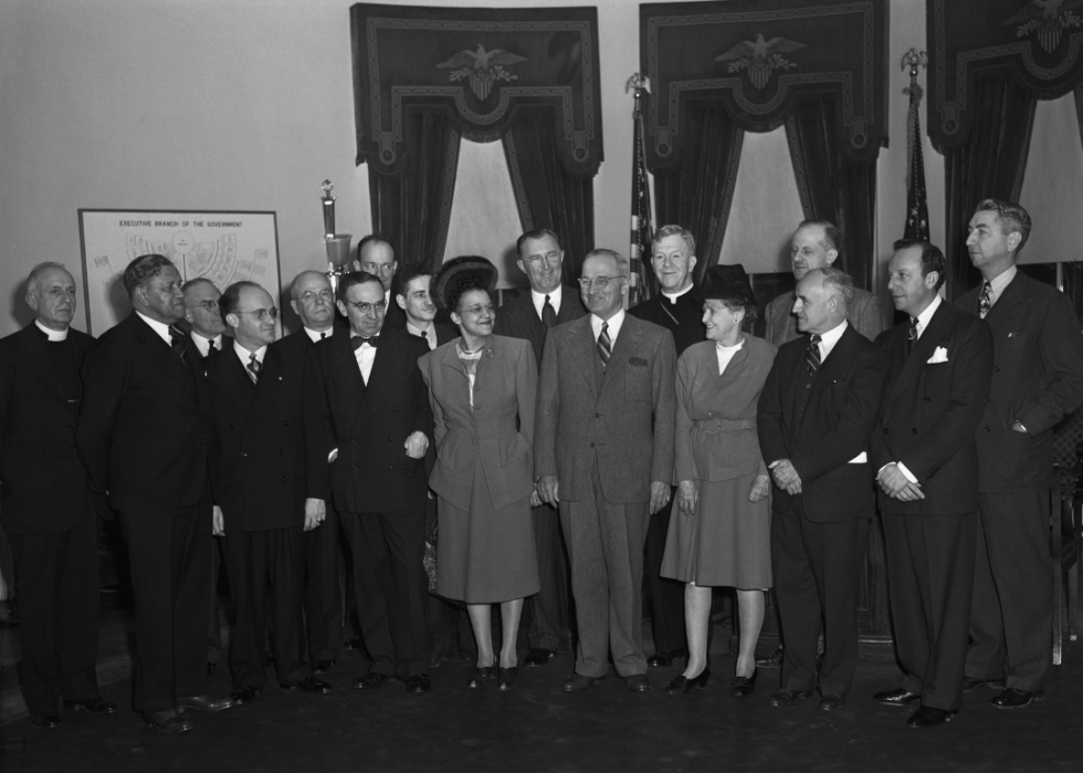 President Truman meets with Civil Rights Committee.