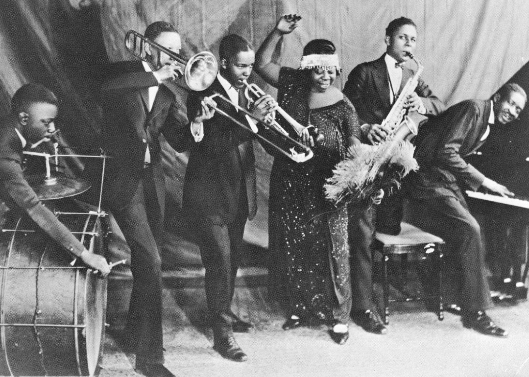 Ma Rainey and her band pose for a portrait.