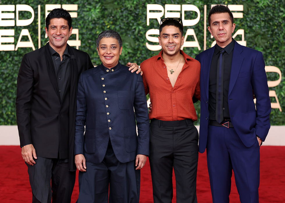 Farhan Akhtar, Reema Kagti, Adarsh Gourav and Ritesh Sidhwani attend the "Superboys of Malegaon" screening at the Red Sea International Film Festival.