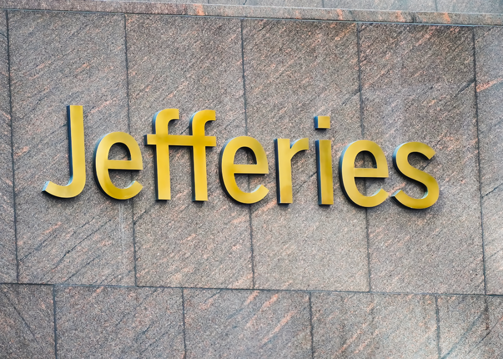 Sign on Jefferies Group headquarters in Manhattan.