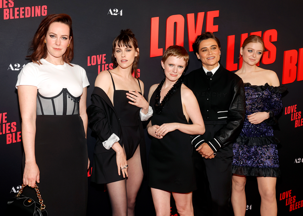 Jena Malone, Kristen Stewart, Rose Glass, Katy O'Brian and Anna Baryshnikov attend ‘Love Lies Bleeding’ premiere.