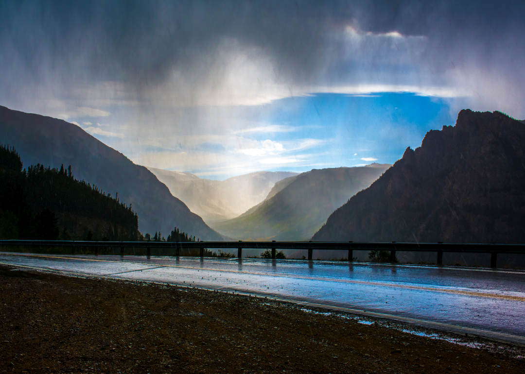 Storm over mountain range.