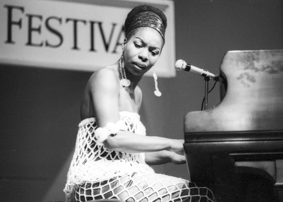 Nina Simone performing at Jazz Festival.