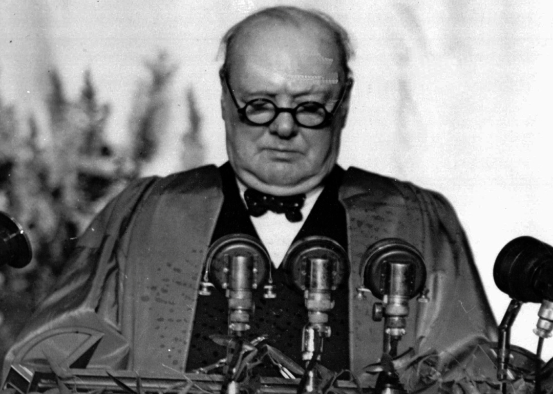 Winston Churchill speaks at Westminster College.
