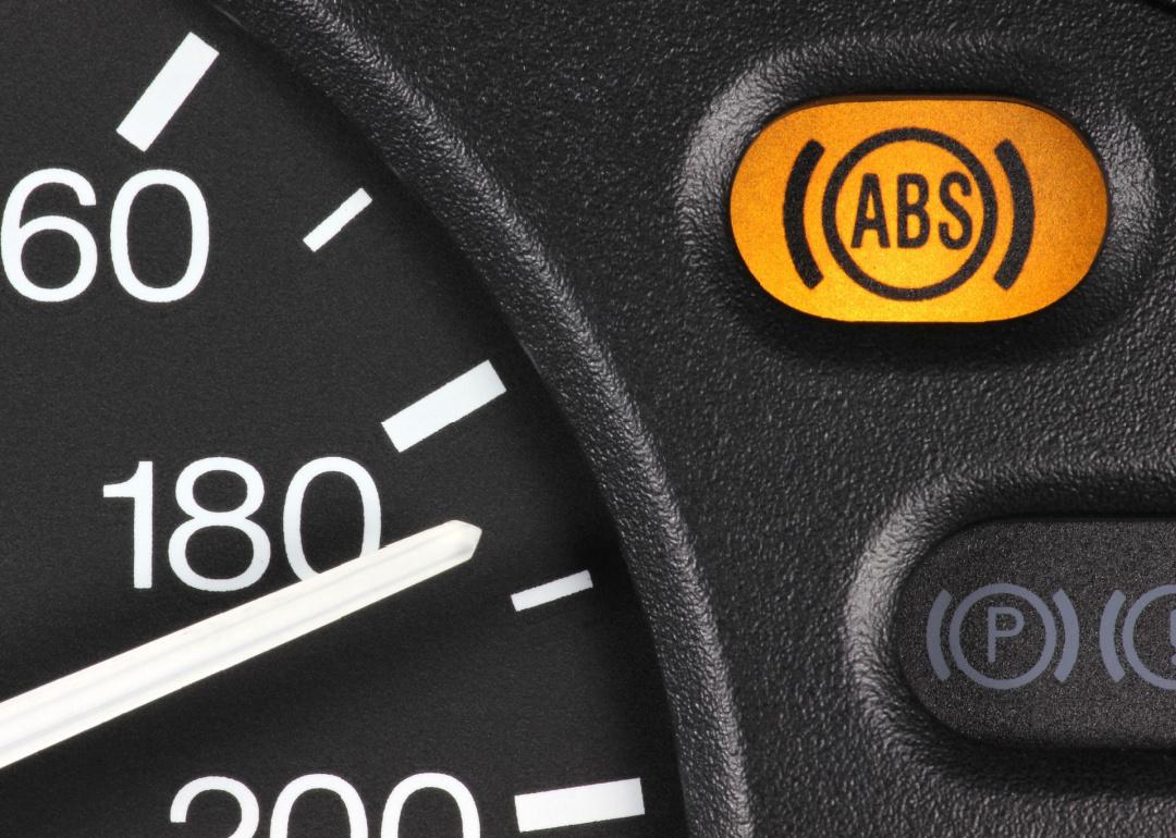 ABS warning light on car dashboard