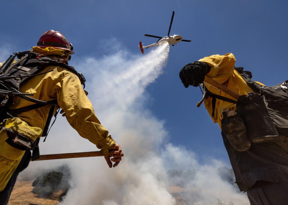 Firefighters prepare for wildfire season with a controlled burn training in San Rafael, California.