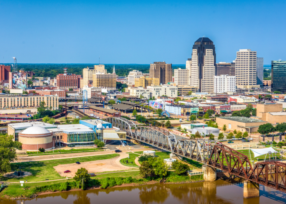 Shreveport skyline over the river.