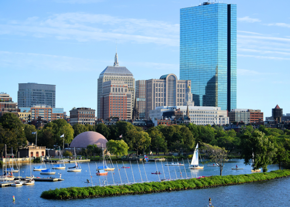 Back Bay skyline and Charles River on summer day