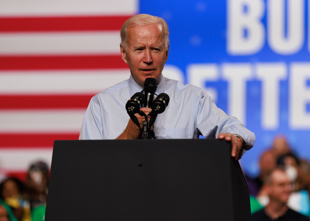 President Joe Biden speaks at a rally