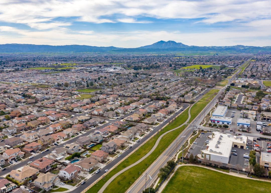 Aerial view of suburban development in Brentwood.