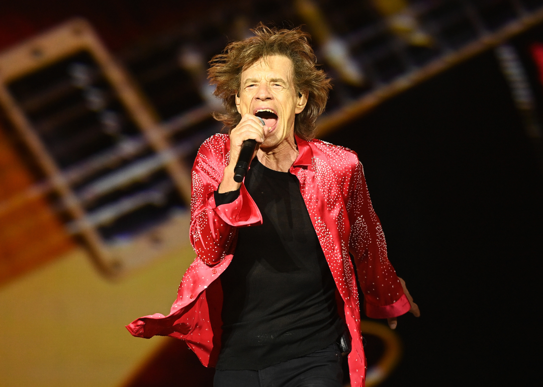 Mick Jagger performs onstage.
