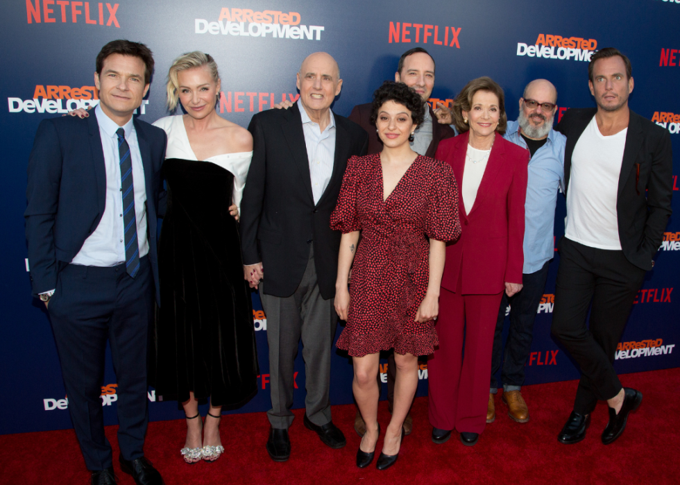 The cast of ‘Arrested Development’ pose at the Netflix season premiere.