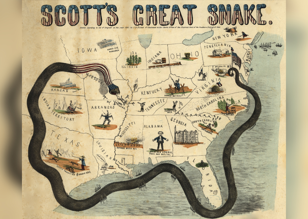 Illustration depicting Gen. Winfield Scott's Anaconda plan.