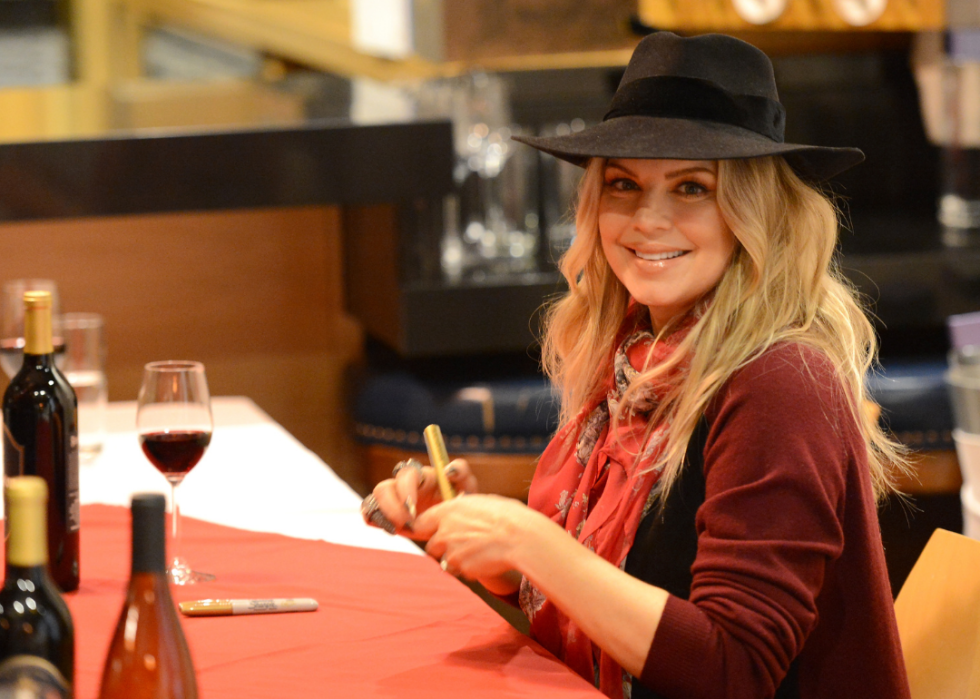 Fergie at a wine bottle signing