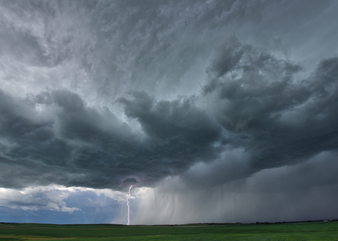 Dramatic sky over prairie.