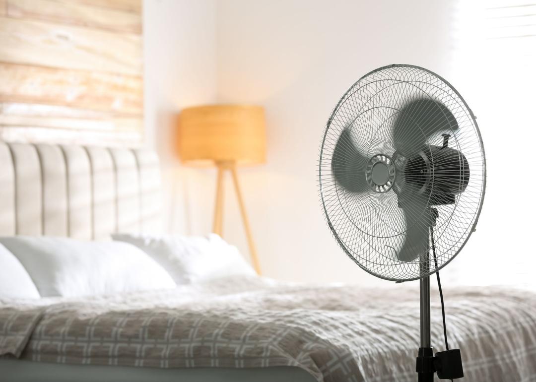 Electric fan cooling bedroom