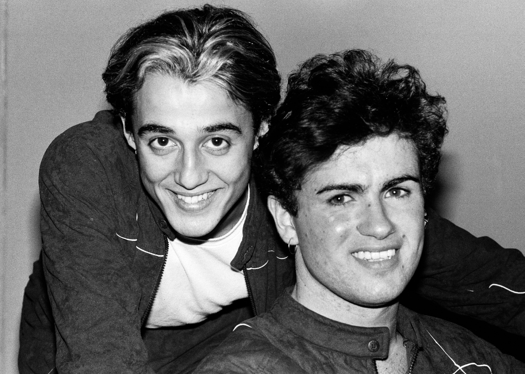 George Michael and Andrew Ridgeley pose for portrait.