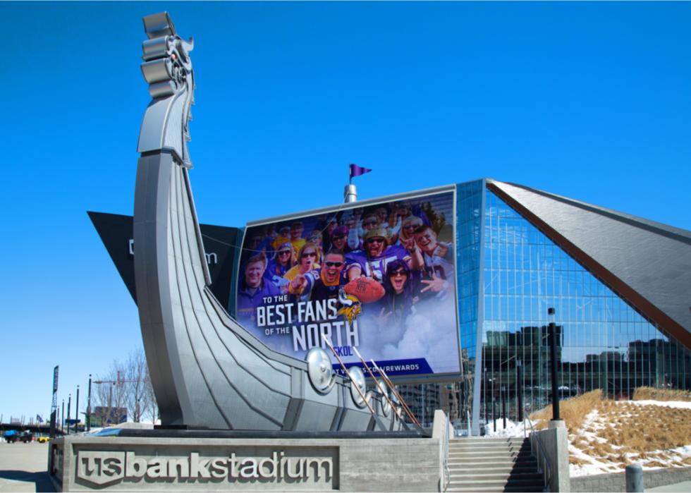 Viking ship sculpture at US Bank Stadium