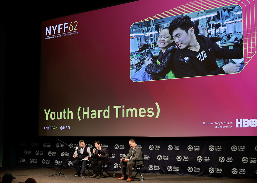 Vincent Chang, Wang Bing and Justin Chang attend the 62nd New York Film Festival 'Youth (Hard Times)’ screening.