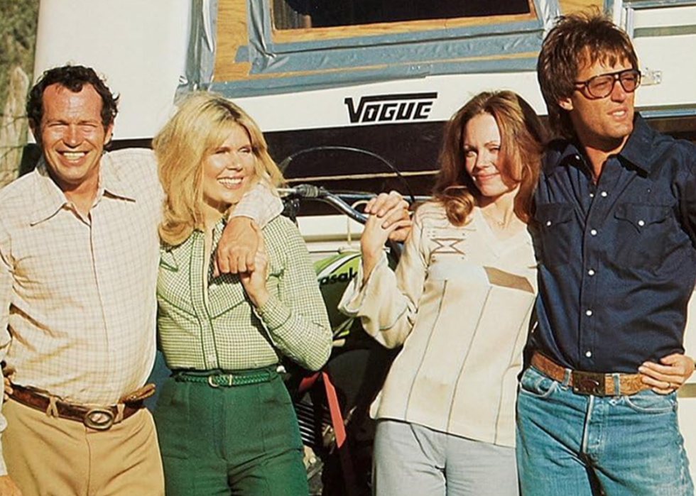 Peter Fonda, Warren Oates, Lara Parker, and Loretta Swit in ‘Race with the Devil’.