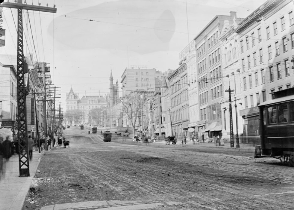 State Street and Capitol building in Albany